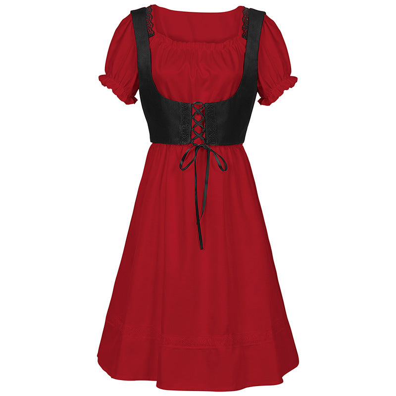 Women Plus-size Steampunk Gothic Victorian Ruffle Dresses