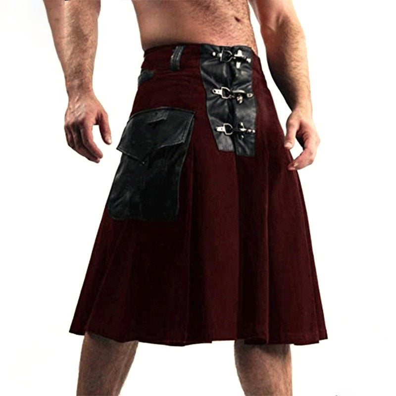 Men's Kilt Season Short Skirt - Scottish Utility Apron Skirt Black Knight