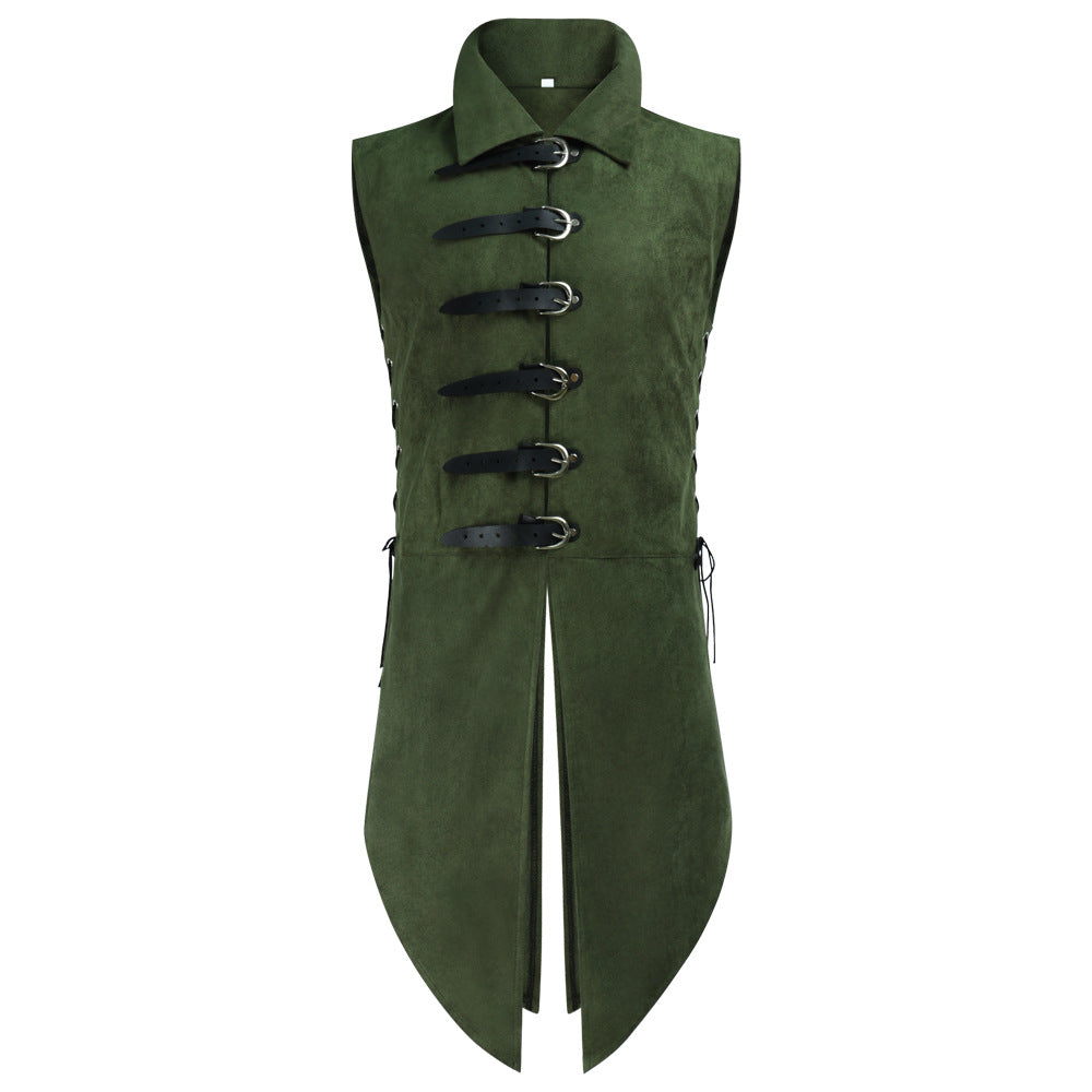 Men's Medieval Faux Suede Longline Vest – Elf Ranger LARP Costume