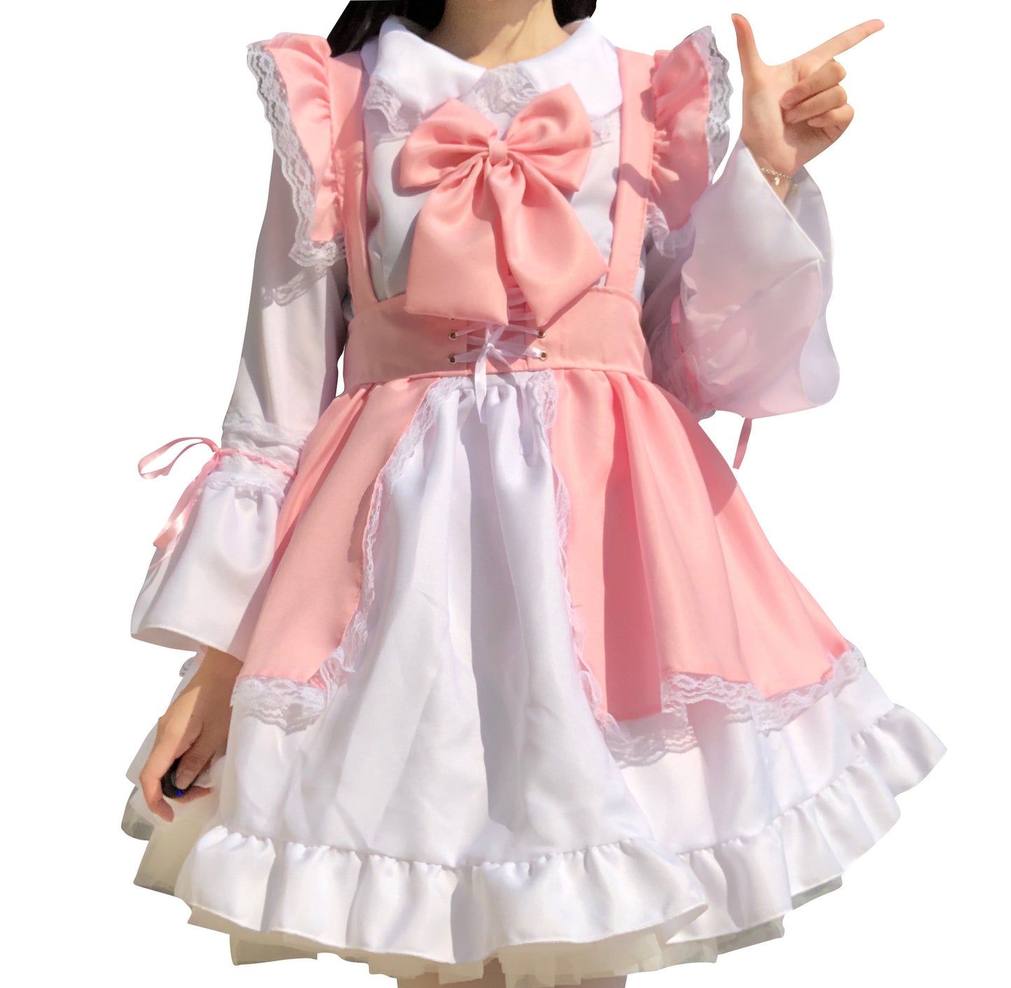 Japanese Style Crossdressing Lolita Distinguished Dress - Women's Long Sleeve Short Skirt Western-style Cosplay Maid Costume