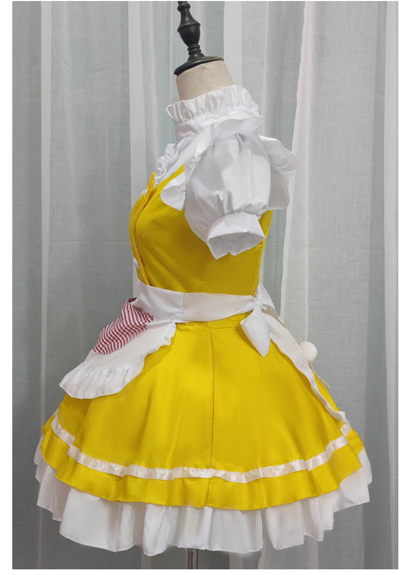 Japanese Anime Yellow Dream Maid Dress - Clever Maid Dress for Student Stage Performances (Loli Style)