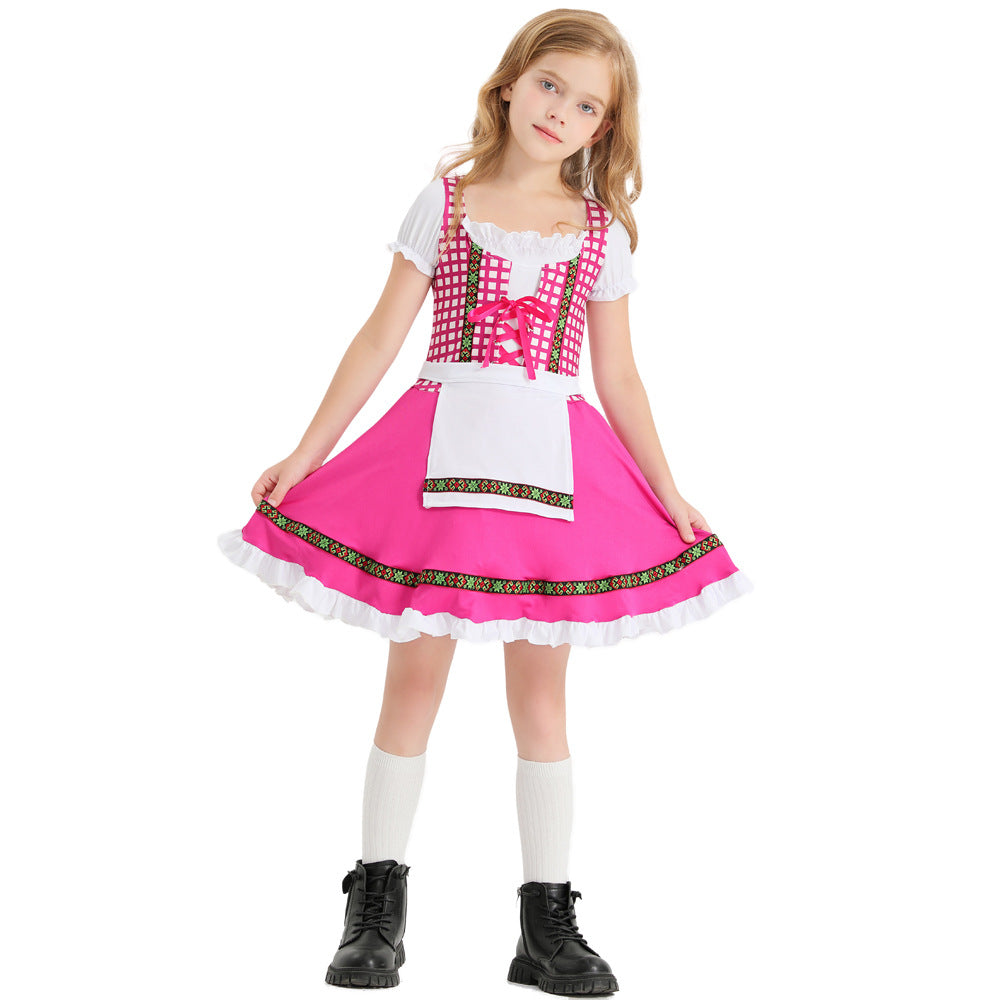 Girls Bavarian Dirndl Costume German Oktoberfest Party Performance Dress