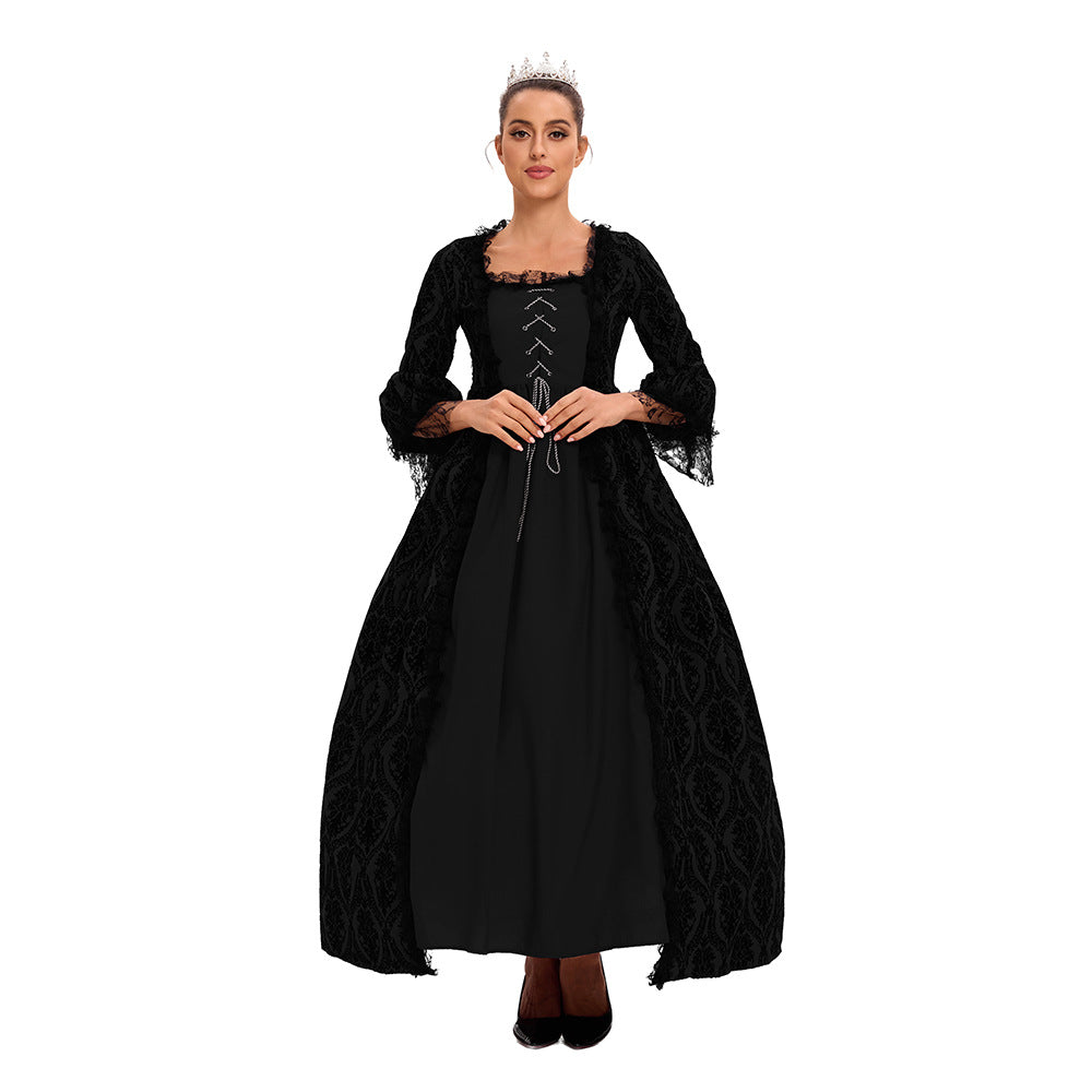 Women’s Vintage Gothic Renaissance Lace Court Dress Medieval Victorian Ball Gown