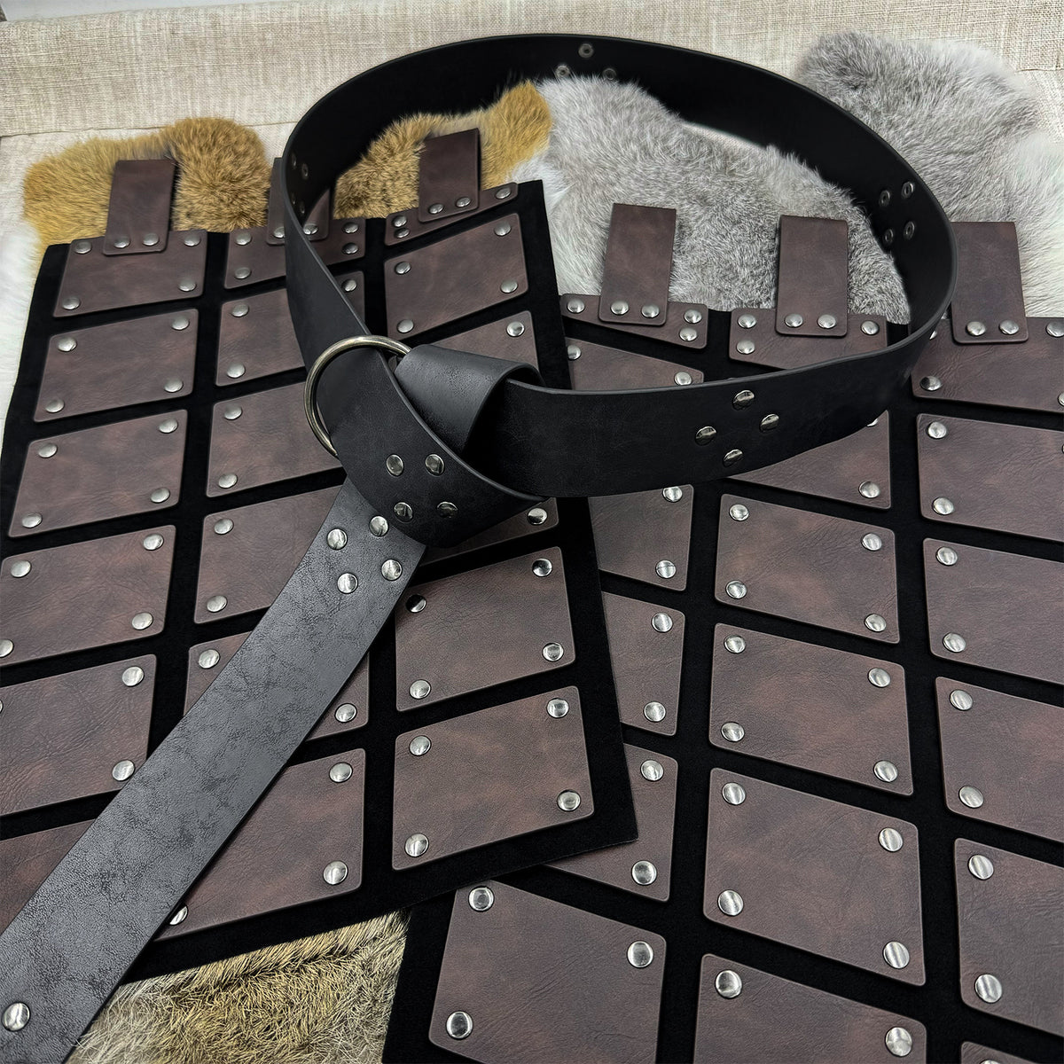 Viking Tassets Medieval Armour Skirt – Faux Leather Panel Belt LARP Costume
