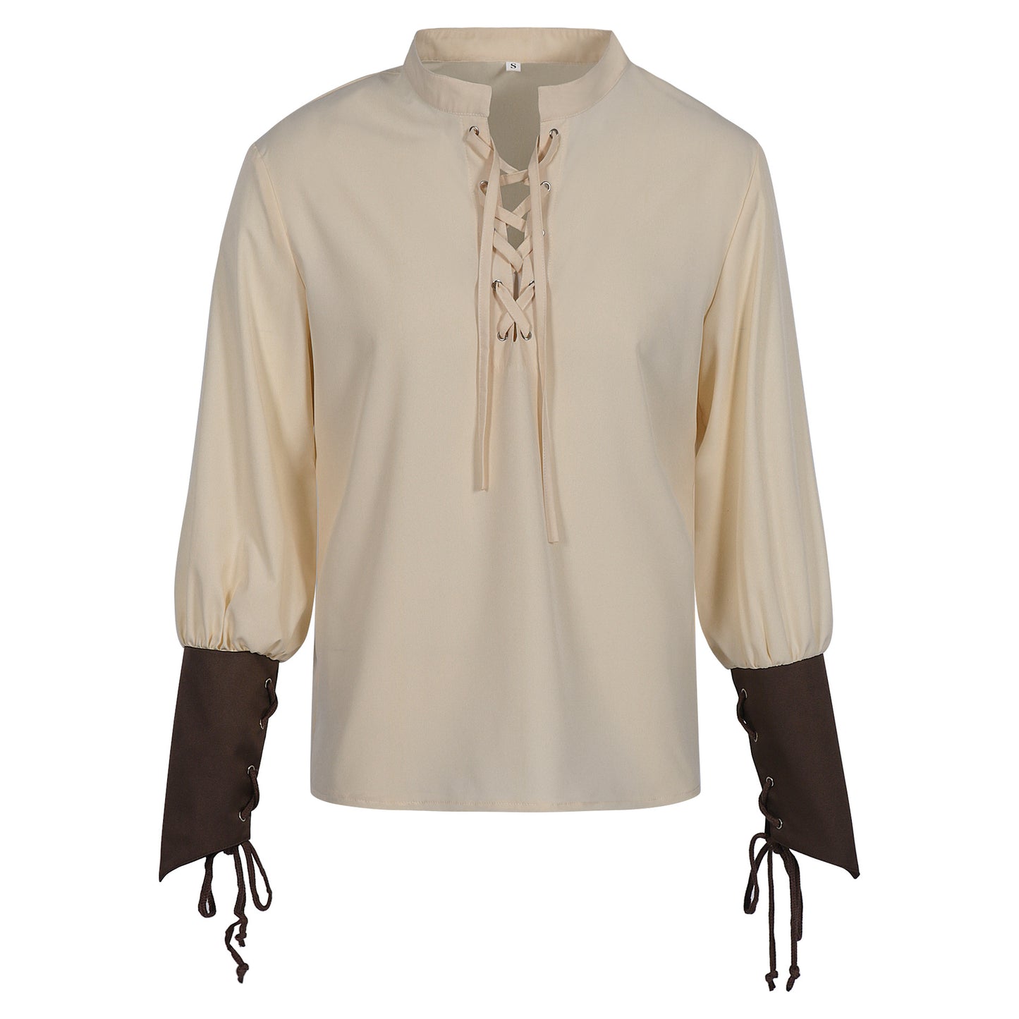 Mens Steampunk Pirate Shirt Lace Up Long Sleeve Medieval Tunic Top 3 Colors