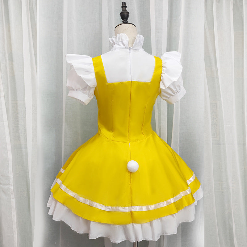 Japanese Anime Yellow Dream Maid Dress - Clever Maid Dress for Student Stage Performances (Loli Style)