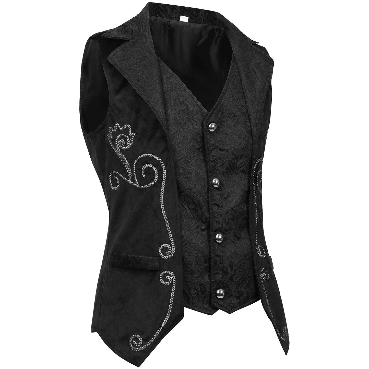 Retro Vintage Medieval Renaissance Period Jacquard Embroidered Velvet Vest Waistcoat