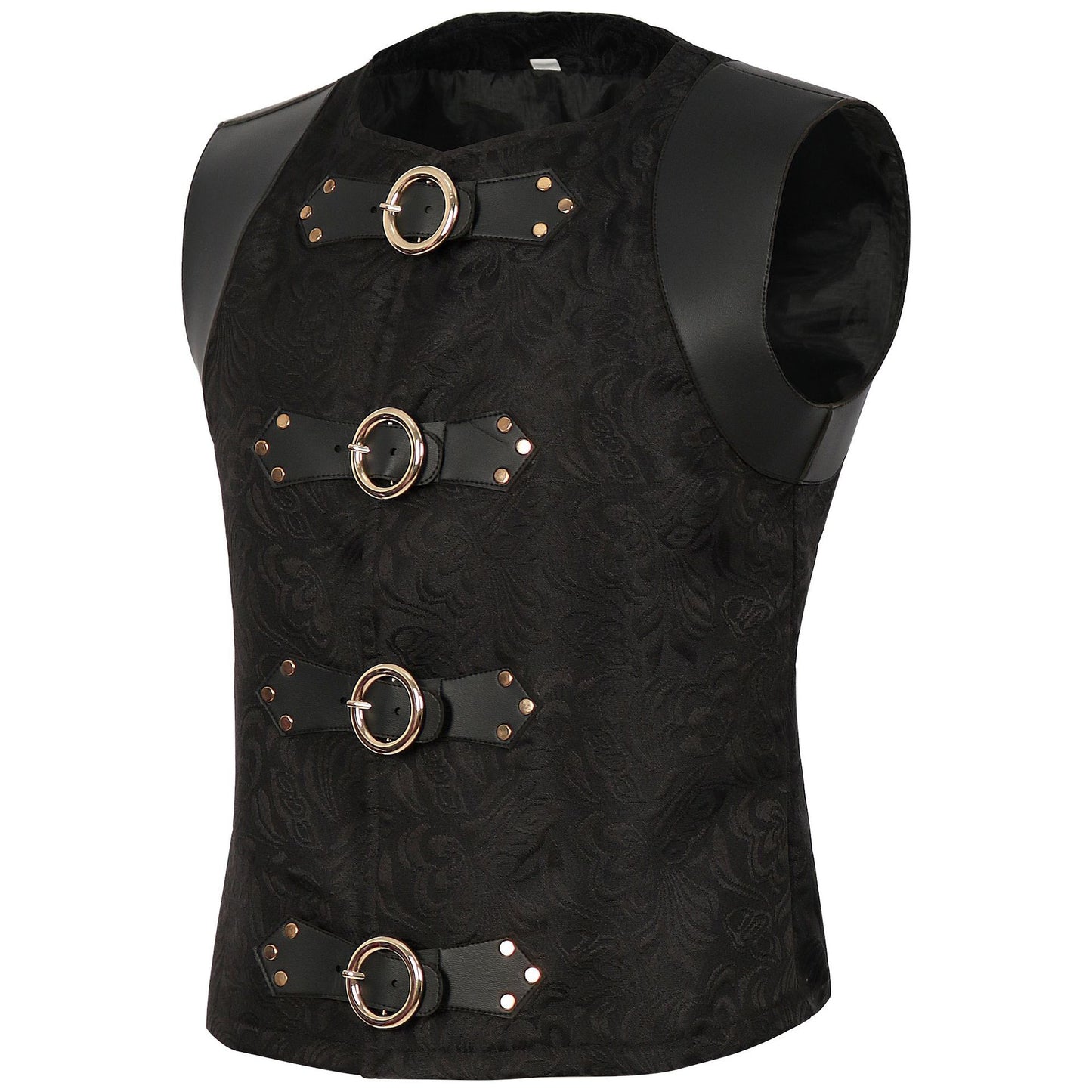 Templar Knights Medieval Waist-Tied Patchwork Vest Men's Top for Stage Performances Waistcoat