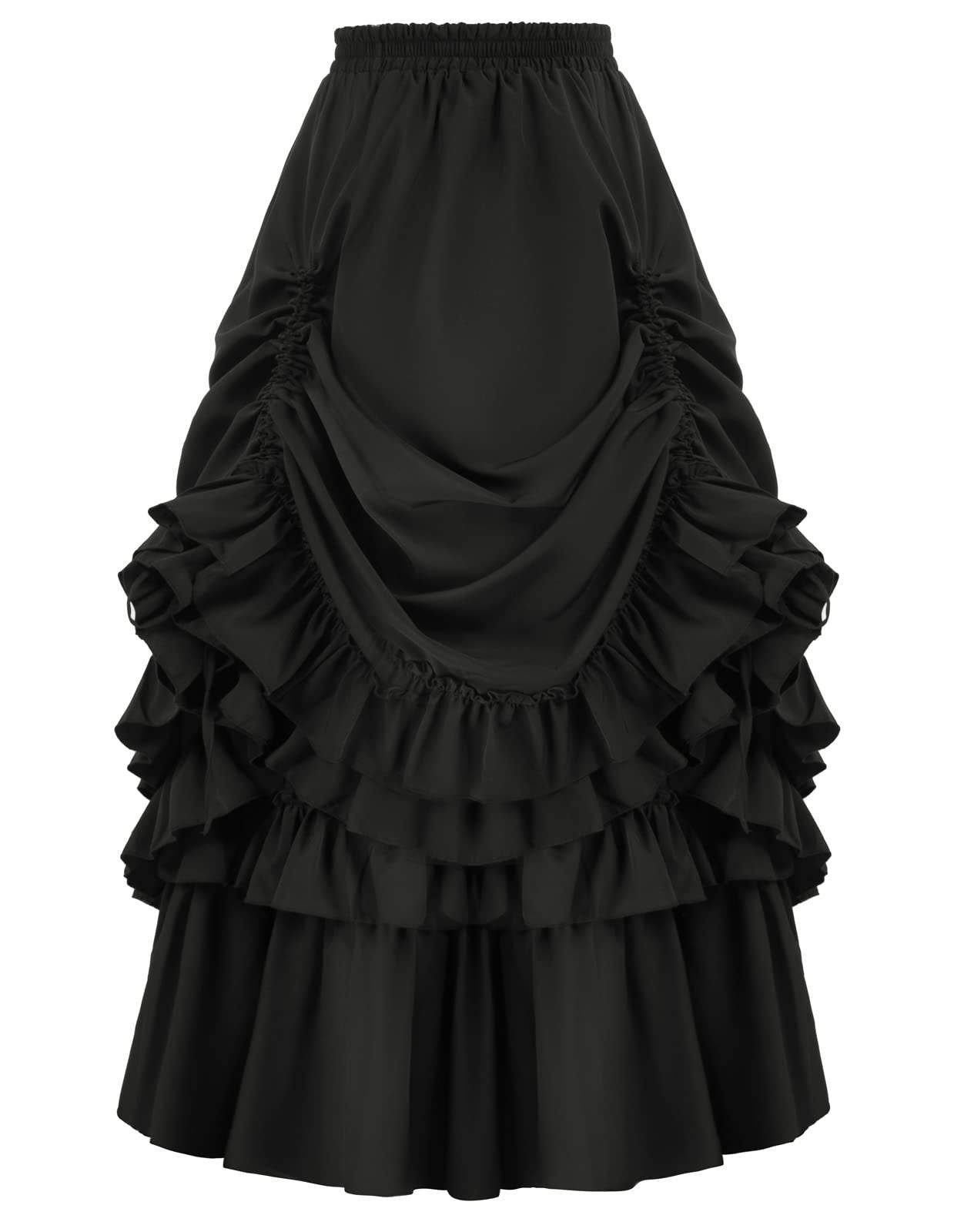 Womens Victorian Gothic Layered Skirt Renaissance Cosplay Party Costume