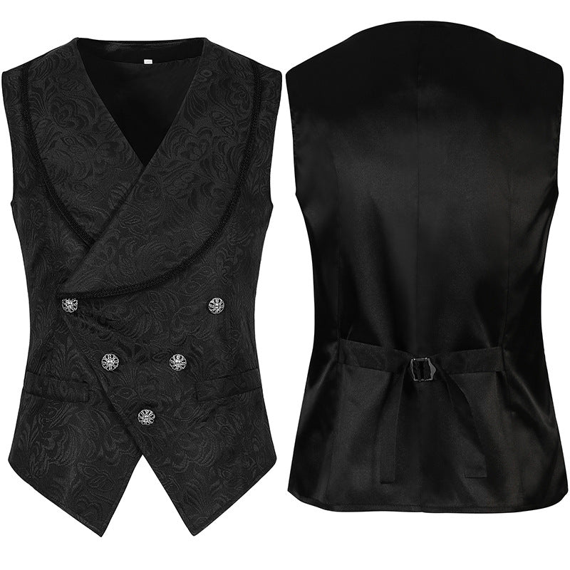 Mens Gothic Jacquard Waistcoat Victorian Steampunk Vest