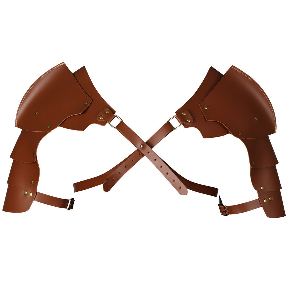 Medieval Viking Shoulder Armor PU Leather Knight Pauldron Cosplay LARP Gear