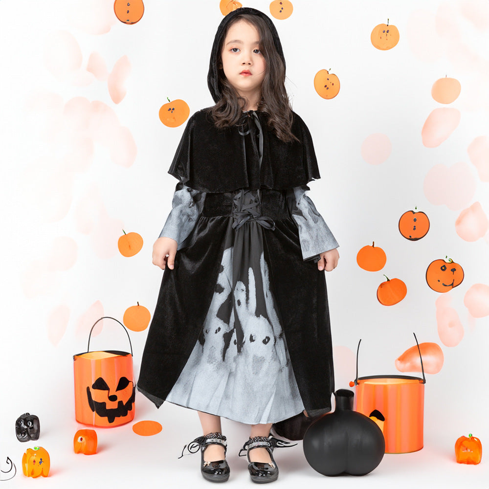 Children's Grim Reaper Skeleton Vampire Witch Halloween Cosplay Costume