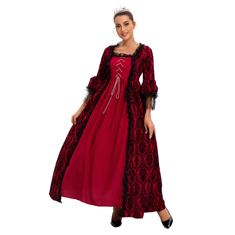 Women’s Vintage Gothic Renaissance Lace Court Dress Medieval Victorian Ball Gown