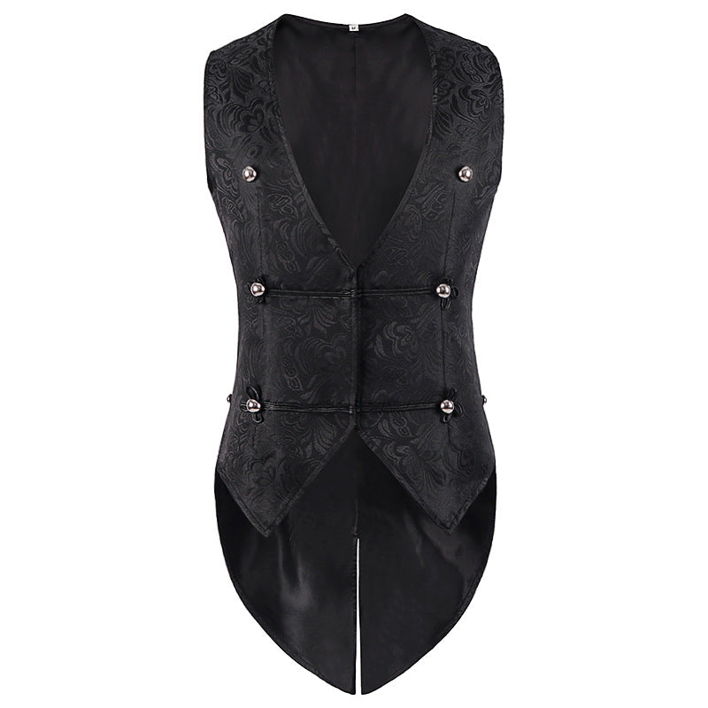 Mens Medieval Renaissance Vest Waistcoat Gothic Steampunk Coat Halloween Costume