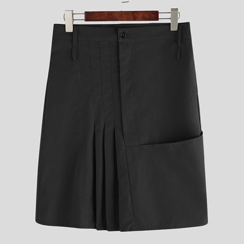 Medieval Men's Skirt Pleated Skirt, Casual Hip Skirt, Solid Color Samurai Skirt for Role-Playing