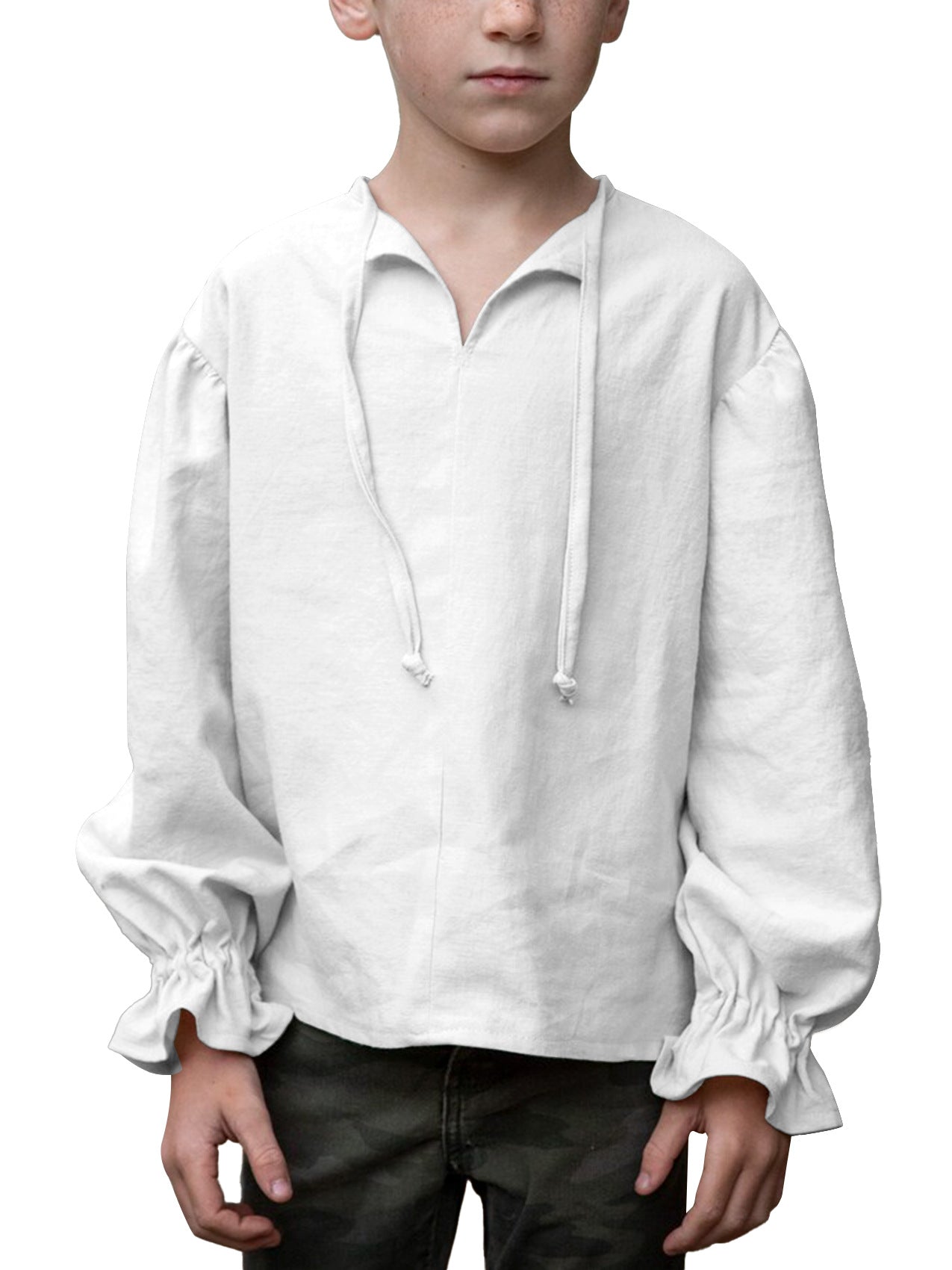Boys Medieval Pirate Shirt Renaissance Long Sleeve Cotton Costume Top