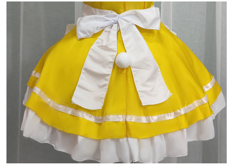 Japanese Anime Yellow Dream Maid Dress - Clever Maid Dress for Student Stage Performances (Loli Style)