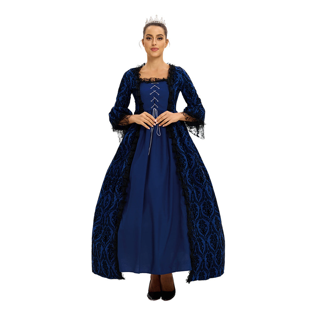 Women’s Vintage Gothic Renaissance Lace Court Dress Medieval Victorian Ball Gown