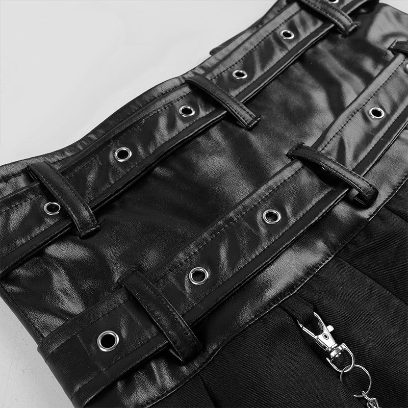 Dark Punk Rock Black Skirt Pants Unisex Gothic Streetwear Wide Leg Bottoms