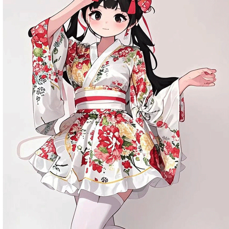 Japanese Kimono Robe Floral Yukata Dress Cosplay Sleepwear Costume Women