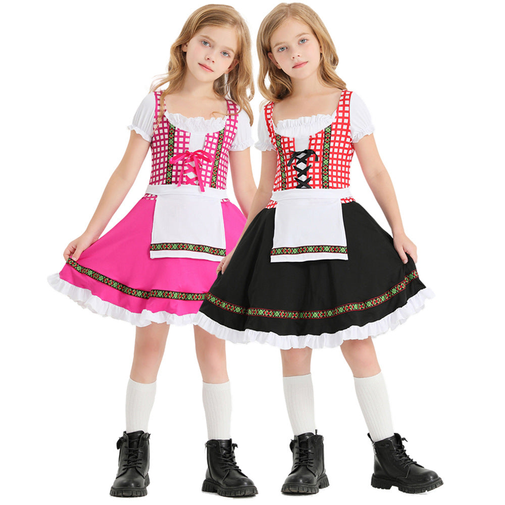 Girls Bavarian Dirndl Costume German Oktoberfest Party Performance Dress
