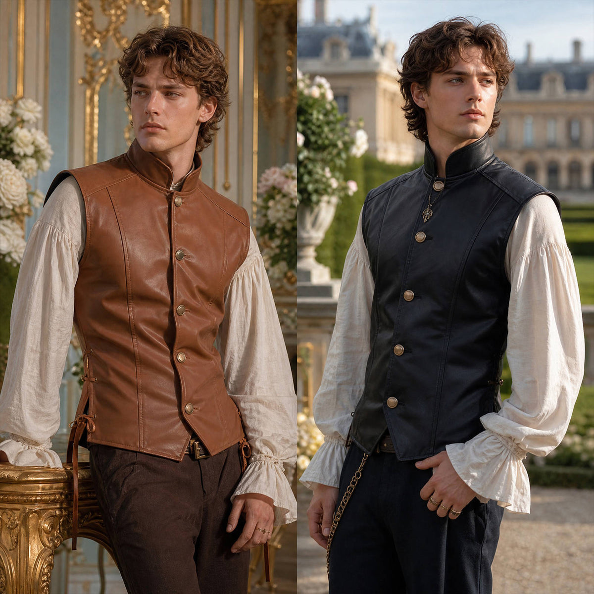 Men's Medieval Faux Leather Vest – Viking Pirate Waistcoat
