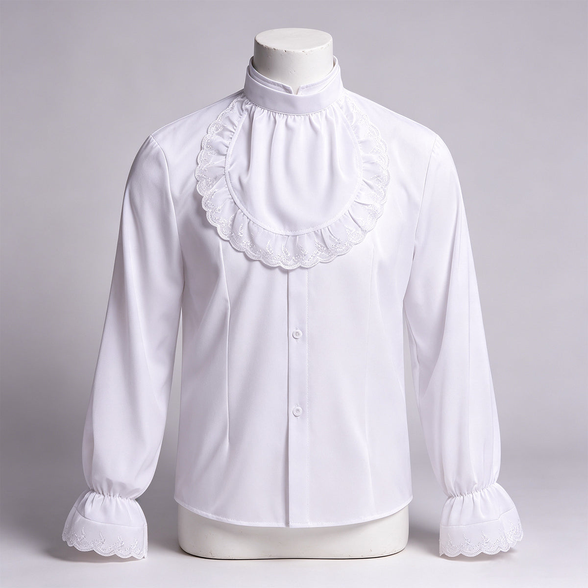 Men's Victorian Gothic Ruffle Shirt – Detachable Lace Jabot Set