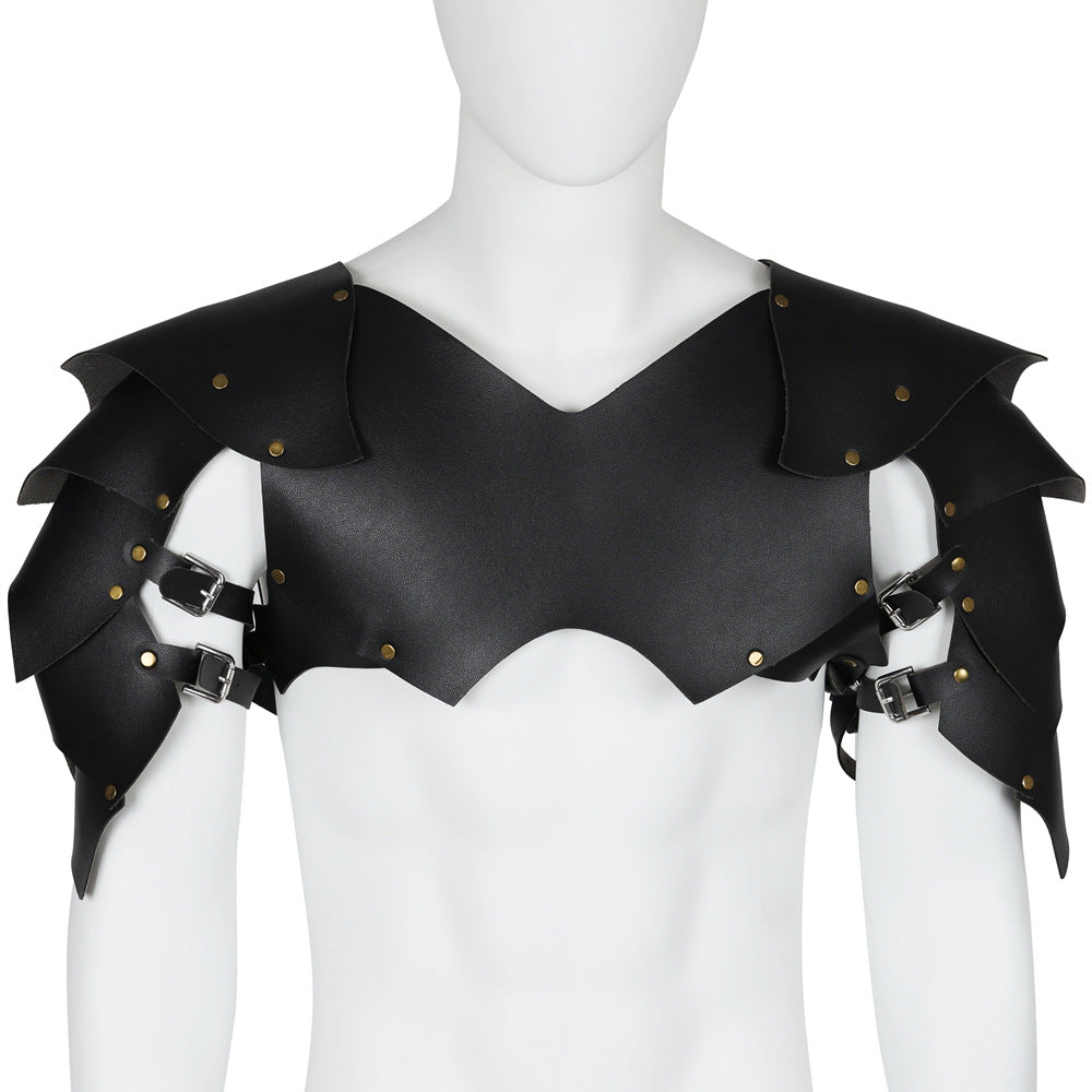 Medieval Crusader Knight Punk Magic Leather Shoulder Guards Chest Armor Shoulder Armor