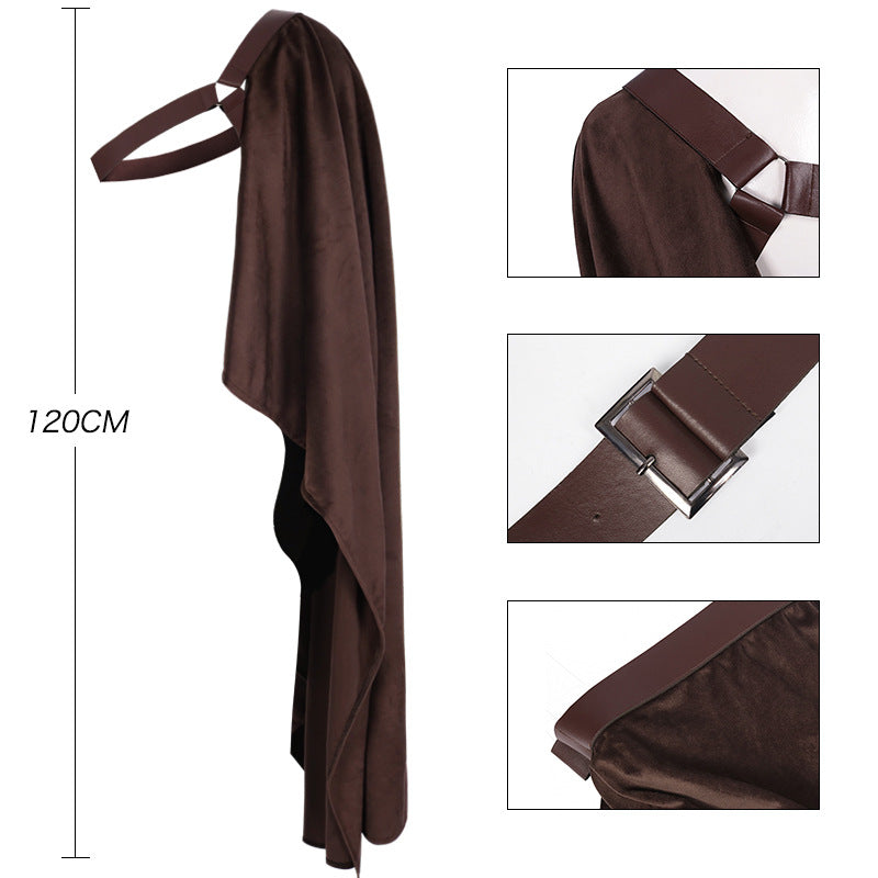 Mens Tudor Noble One Shoulder Cloak Medieval Knight Cape LARP Ren Faire