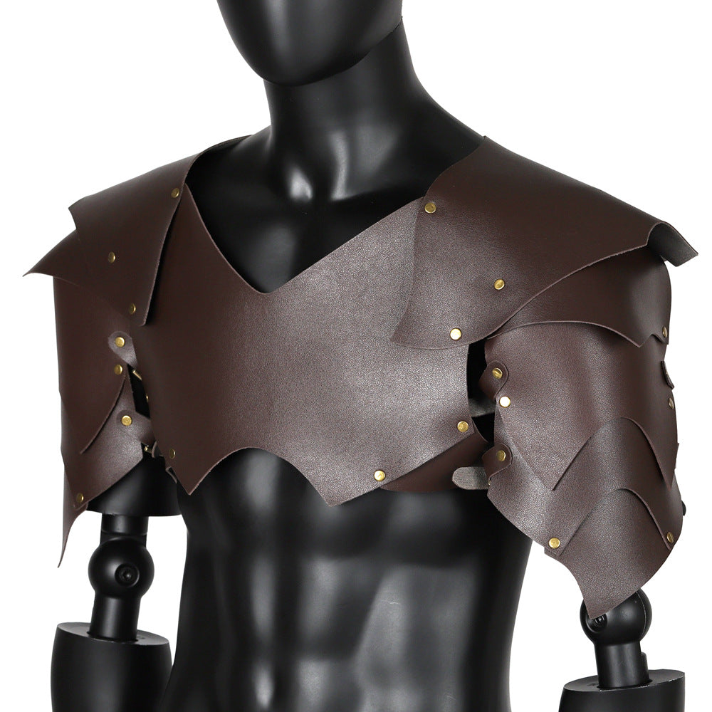 Medieval Crusader Knight Punk Magic Leather Shoulder Guards Chest Armor Shoulder Armor