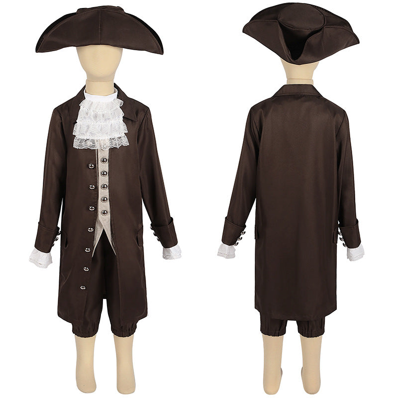 Boy Kids Children's Pirate Colonial Governor Costume Navigator Columbus Halloween Cosplay Outfit 5PCS Set