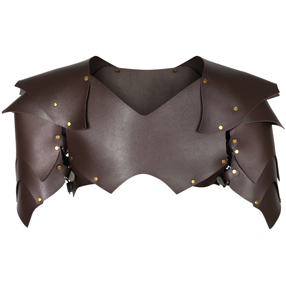 Medieval Crusader Knight Punk Magic Leather Shoulder Guards Chest Armor Shoulder Armor