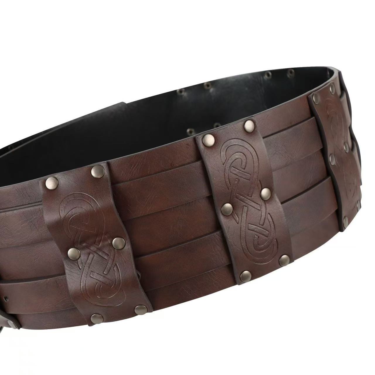 Viking Wide Belt Medieval Faux Leather Armor Knight Corset Sashes LARP Costume