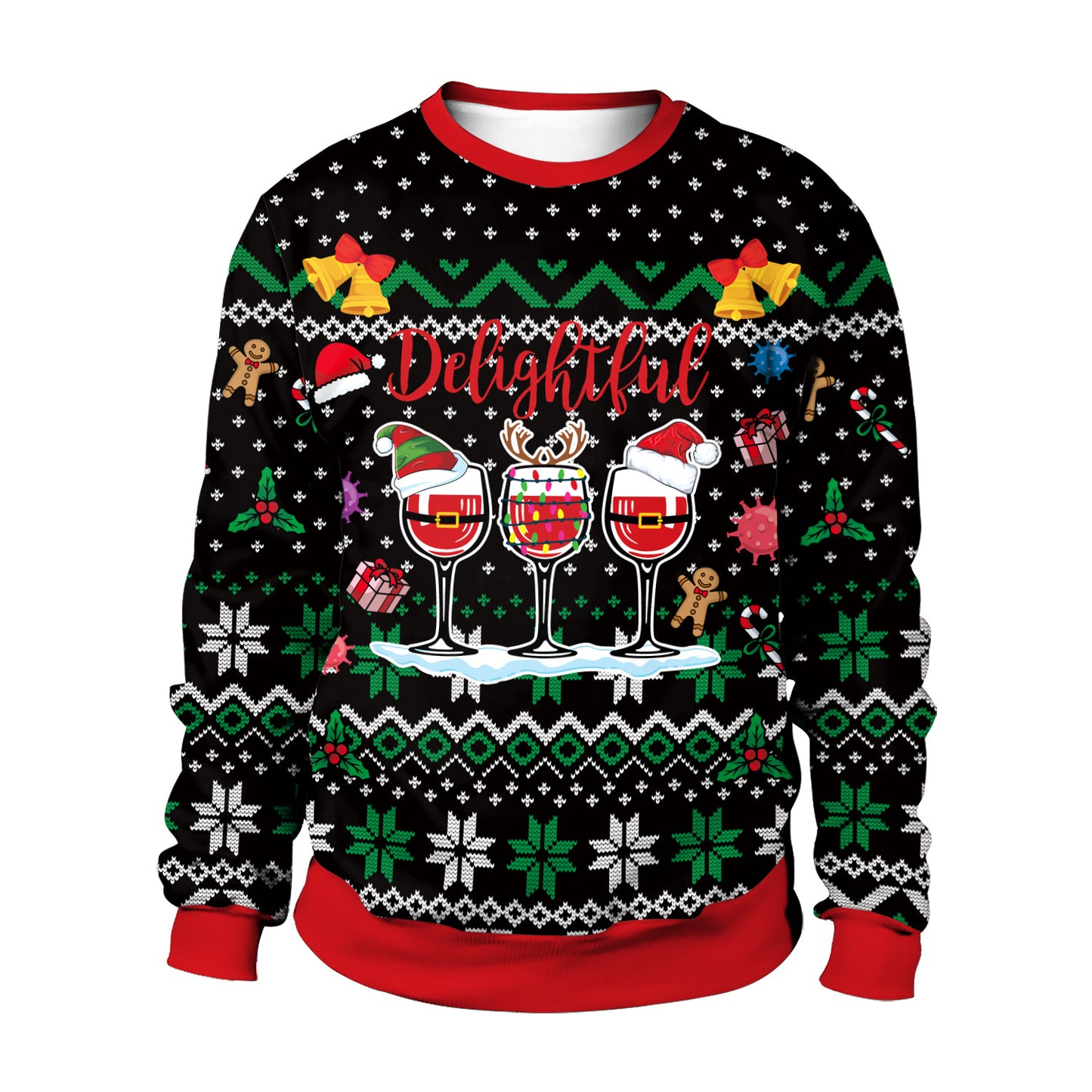 Xmas Ugly Shirt Digital Print Christmas Crew Neck Sweatshirt Top Couple Wear