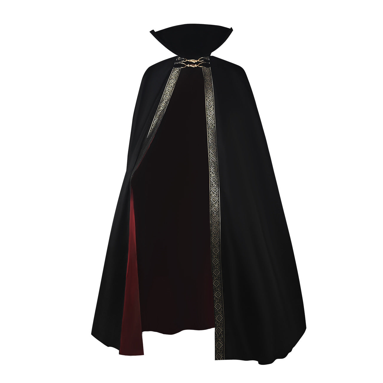 Medieval Vampire Cape Hooded Baron Cloak Gothic Costume for Men Women Kids
