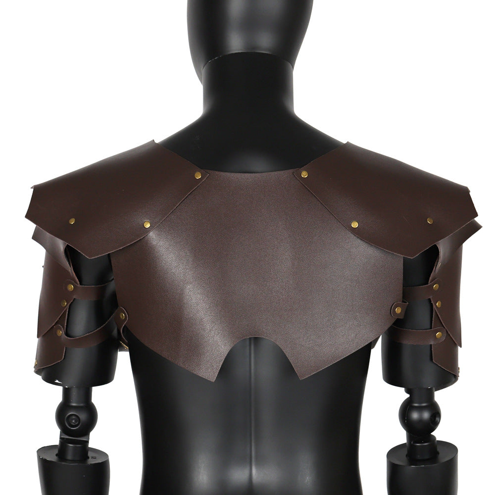 Medieval Crusader Knight Punk Magic Leather Shoulder Guards Chest Armor Shoulder Armor