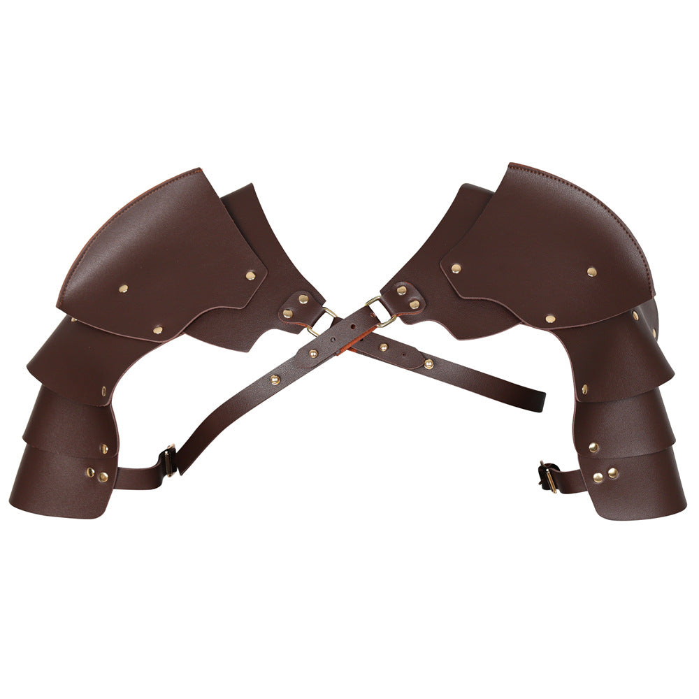 Medieval Viking Shoulder Armor PU Leather Knight Pauldron Cosplay LARP Gear