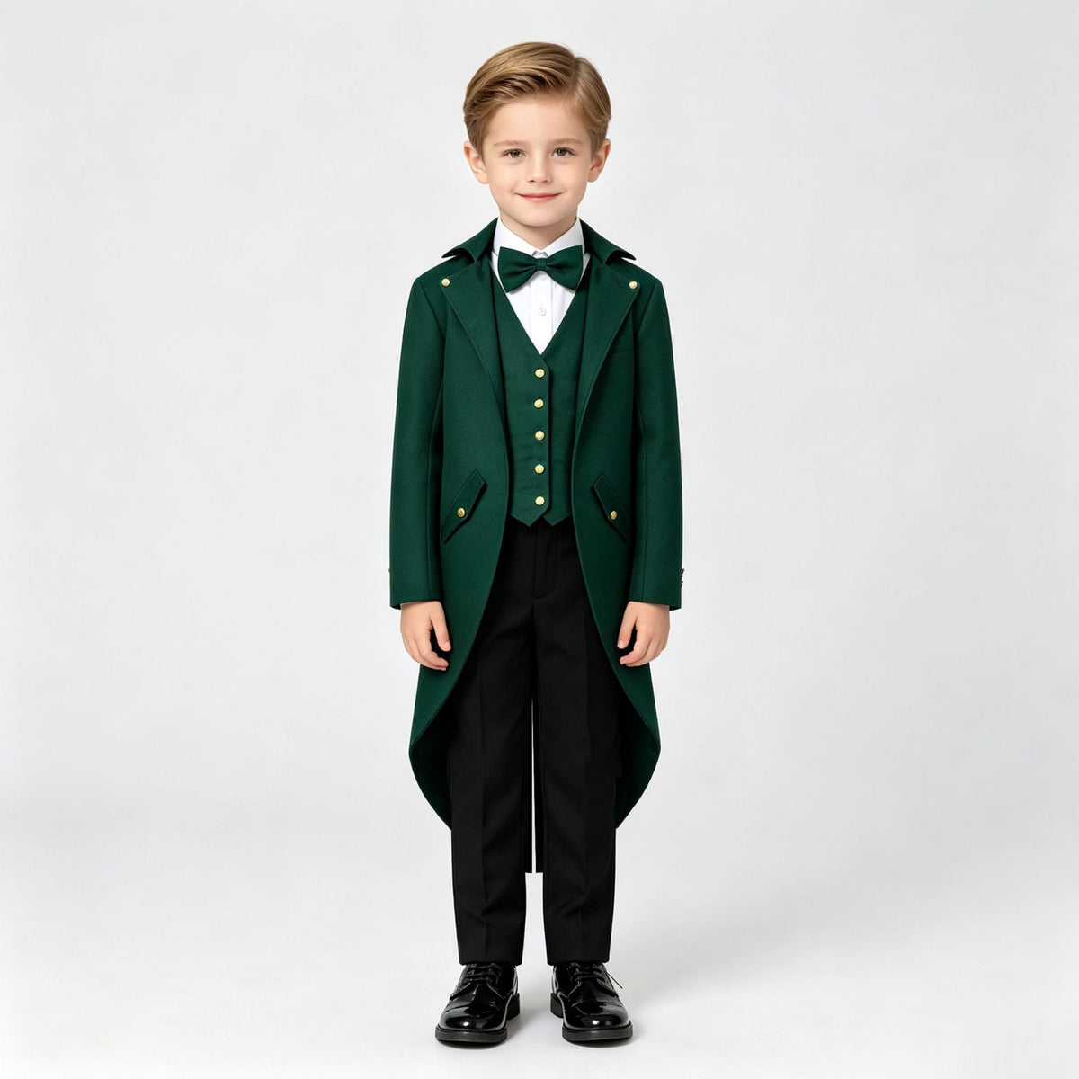 Boys Victorian Tailcoat Costume with Waistcoat Look & Bow Tie