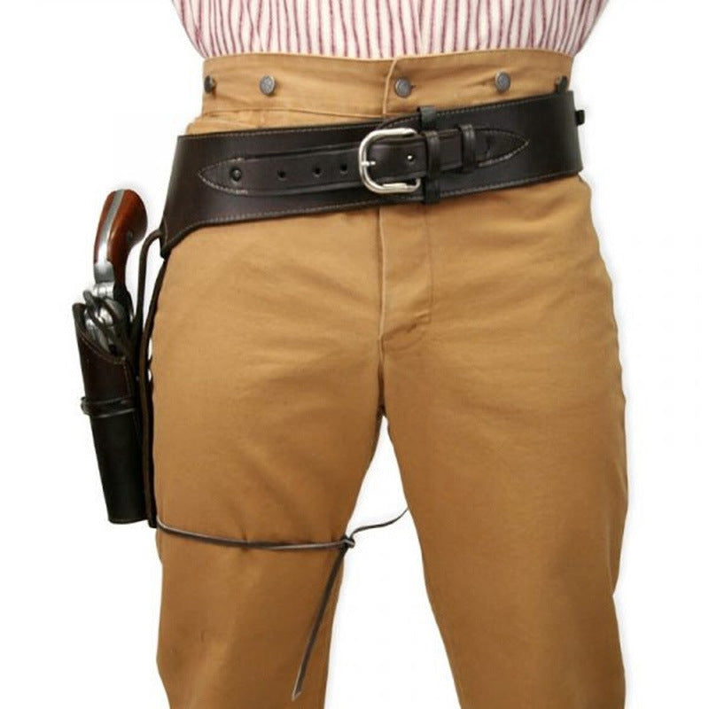 Western Costume Utility Belt – Vintage Cowboy Belt with Decorative Leg Strap