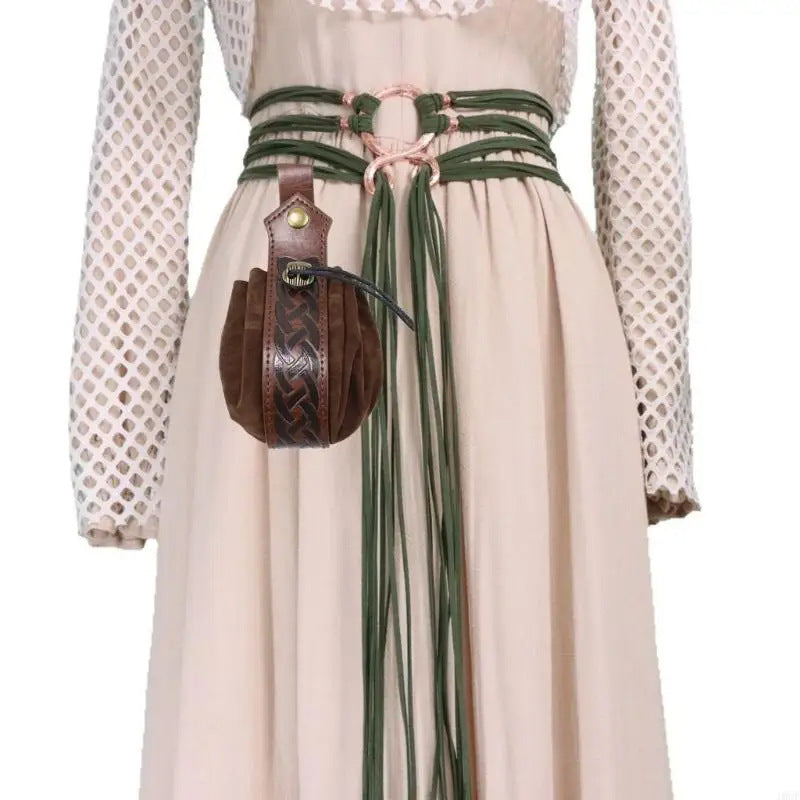 Womens Medieval Renaissance Belt Viking Dress Waist Sash Faux Leather