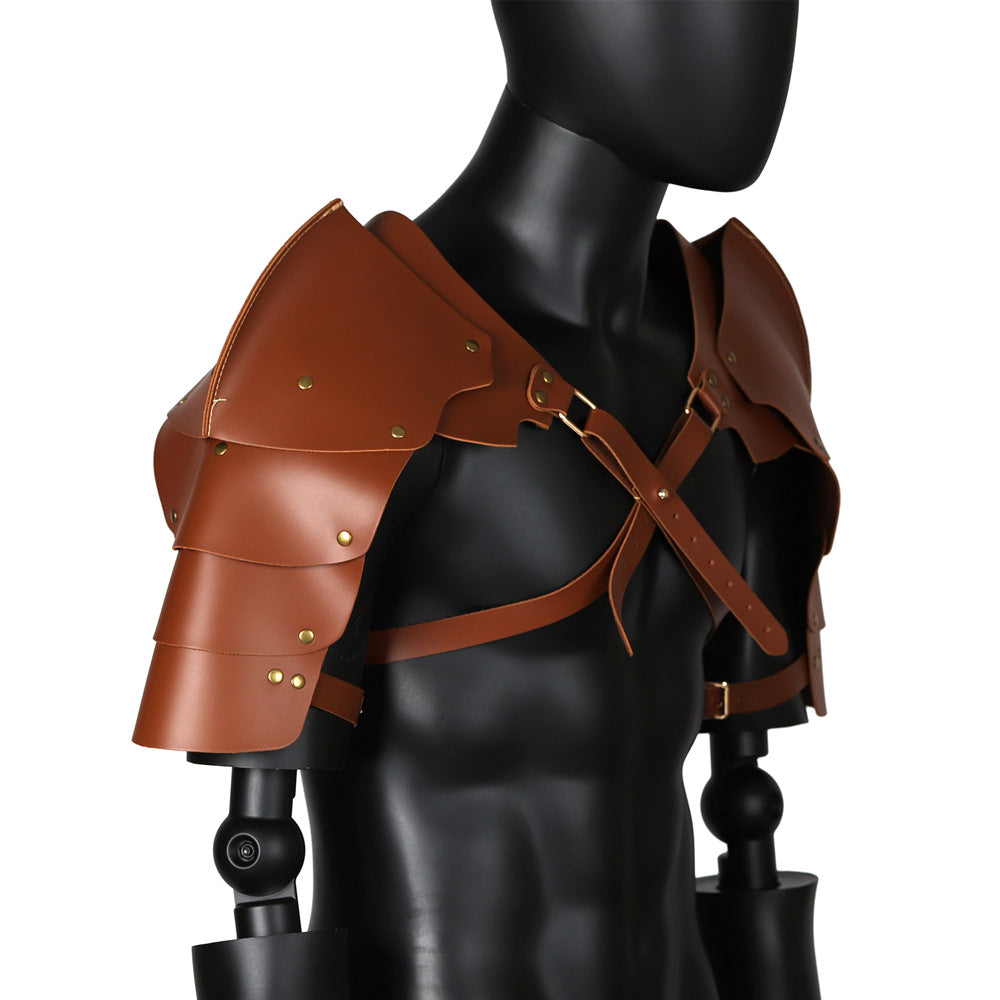 Medieval Viking Shoulder Armor PU Leather Knight Pauldron Cosplay LARP Gear