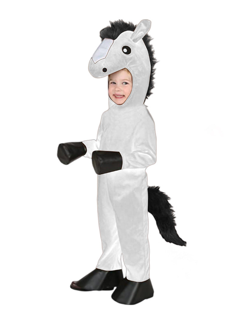 Kids Horse Fancy Dress Jumpsuit with Hood Hoof Covers Party Costume