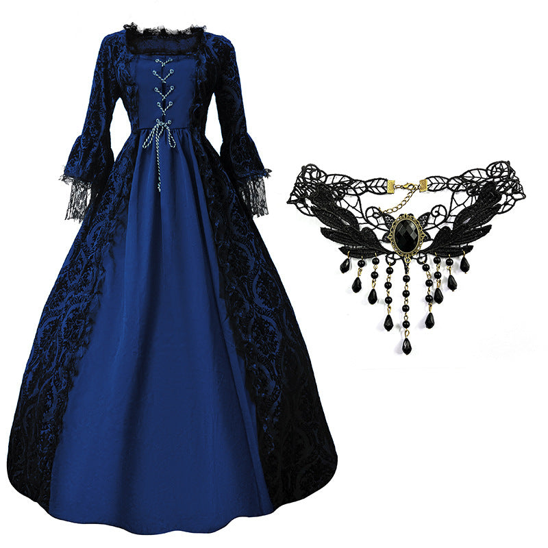 Women’s Vintage Gothic Renaissance Lace Court Dress Medieval Victorian Ball Gown