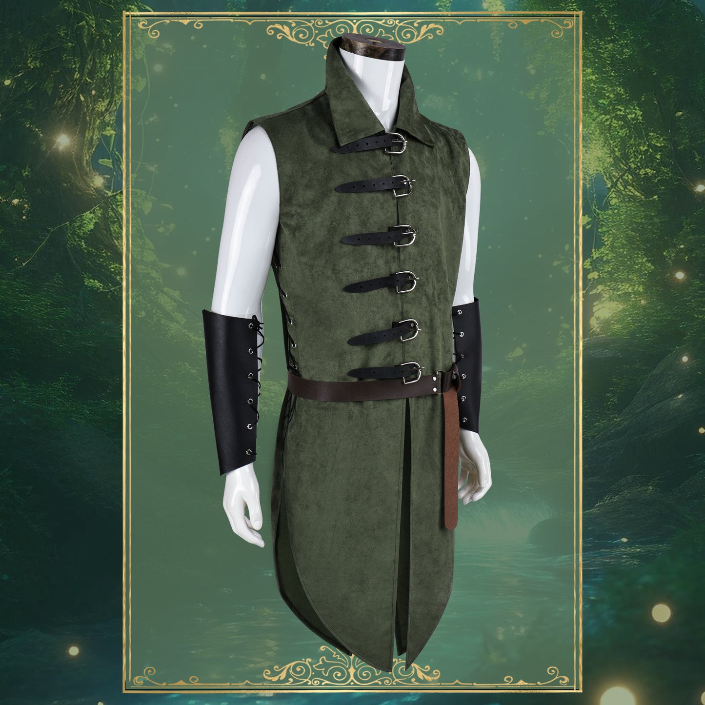 Men's Medieval Faux Suede Longline Vest – Elf Ranger LARP Costume