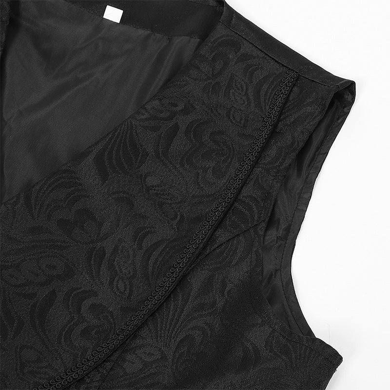 Mens Gothic Jacquard Waistcoat Victorian Steampunk Vest