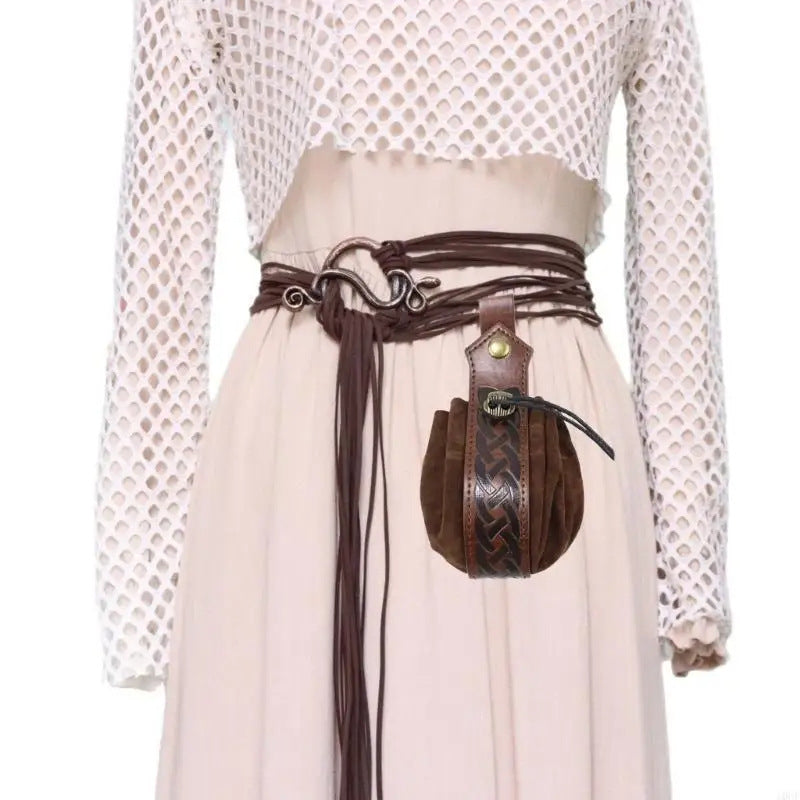 Womens Medieval Renaissance Belt Viking Dress Waist Sash Faux Leather