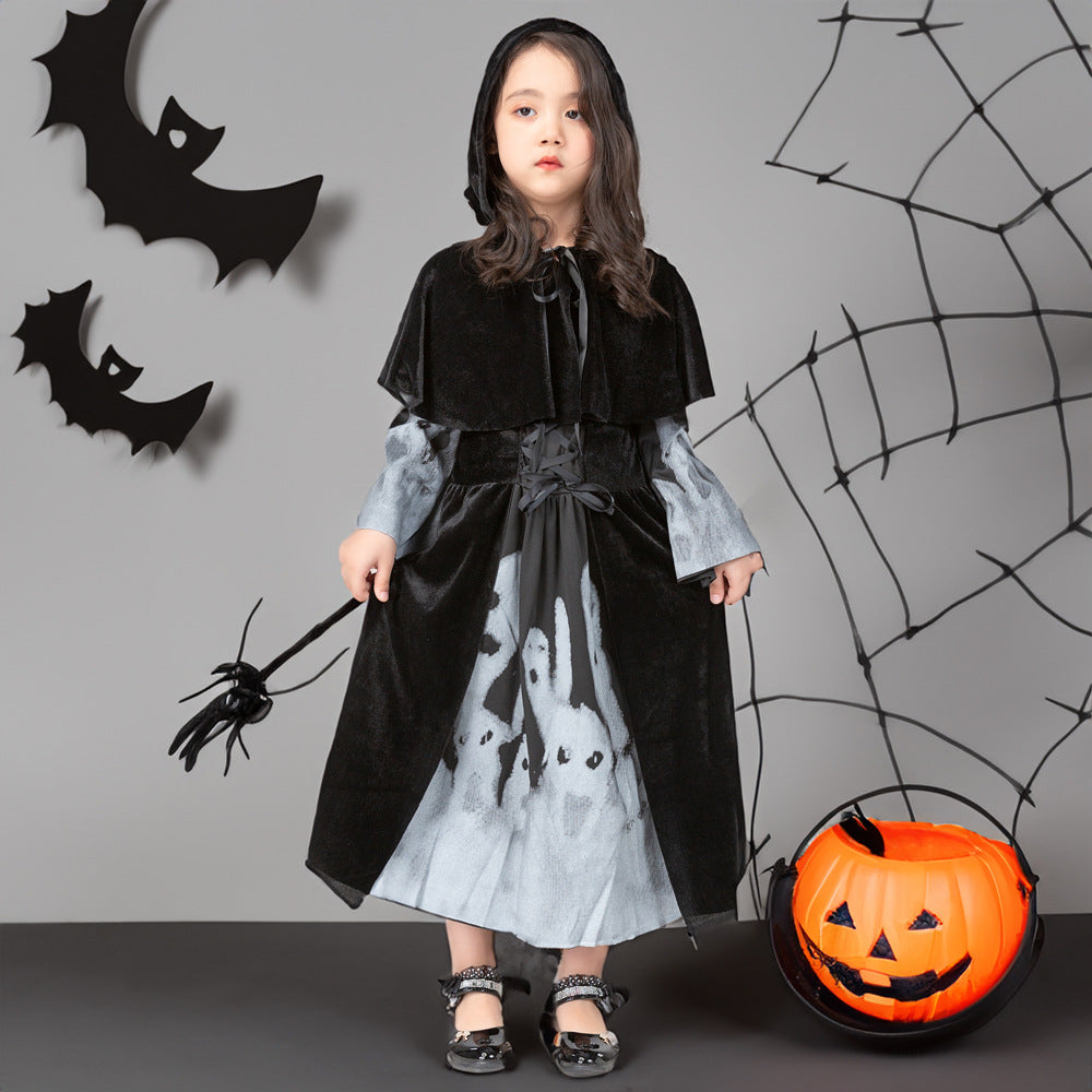 Children's Grim Reaper Skeleton Vampire Witch Halloween Cosplay Costume