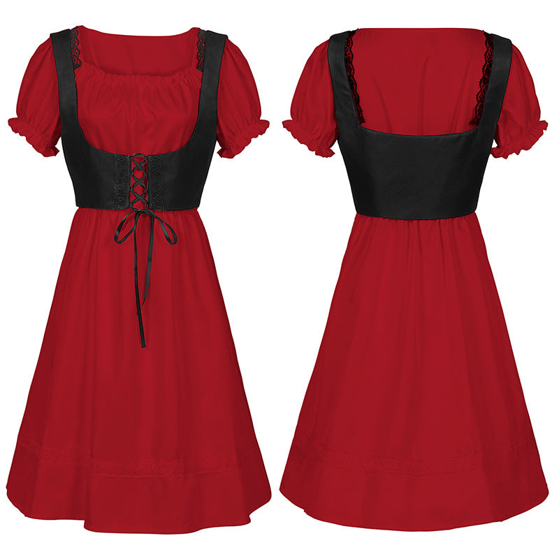 Women Plus-size Steampunk Gothic Victorian Ruffle Dresses