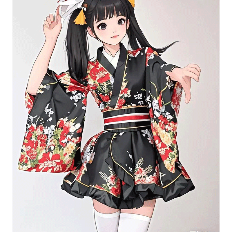 Japanese Kimono Robe Floral Yukata Dress Cosplay Sleepwear Costume Women