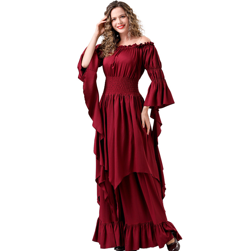 Multi-Color Renaissance Medieval Women Corseted Dress Costume Party Outfit